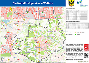 Karte der Notfall-Infopunkte in Waltrop